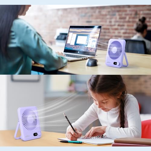 WHATOOK Small Portable Desk Fan, Rechargeable Quiet Mini Personal Fan