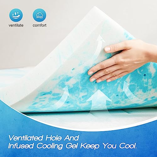 Sweetcrispy 3-Inch Cooling Gel Memory Foam Mattress Topper - Twin Size