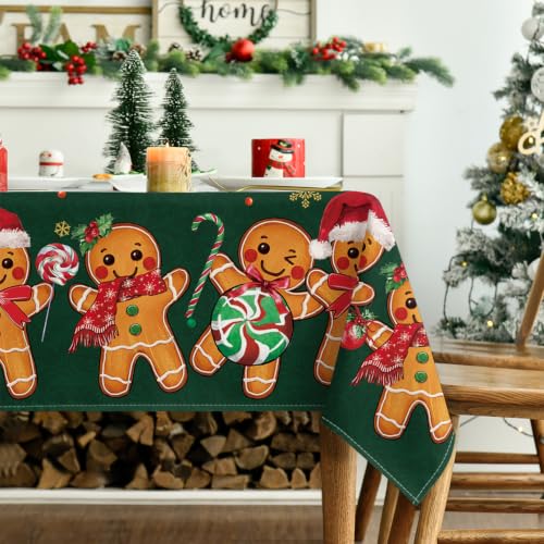 Horaldaily Christmas Tablecloth 60x84 Inch Green Rectangular Holiday Decor