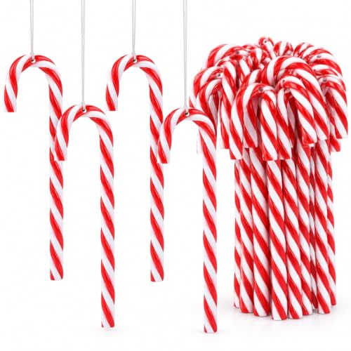 Baiinjiene 32pcs Red & White Candy Cane Ornaments, 12cm Christmas Tree Decorations
