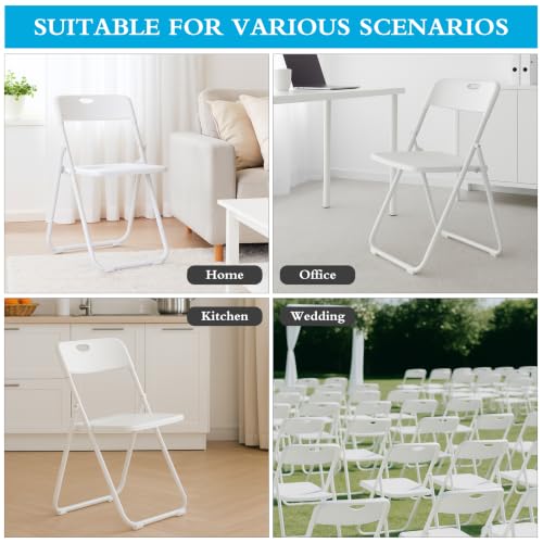 10-Pack White Folding Chairs, Lightweight Steel Frame Portable Event Seating