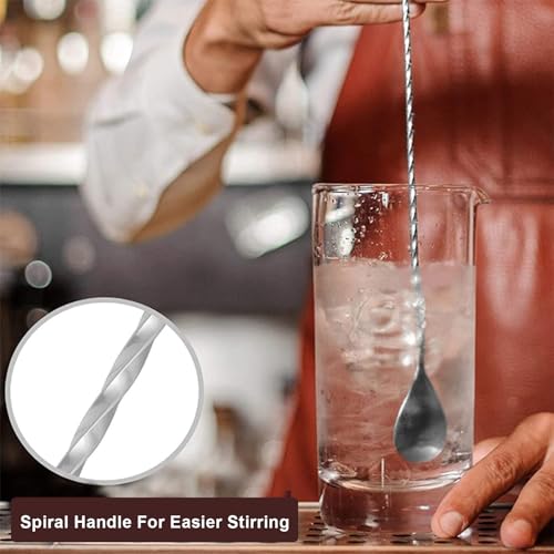 JOYONE Cocktail Jigger & Mixing Spoon Set - Stainless Steel Bartending Tools for Home & Bar