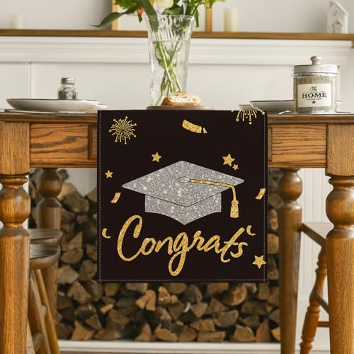 Artoid Mode Congrats Table Runner Diploma Cap 13 x 120 Inch - Graduation Decor