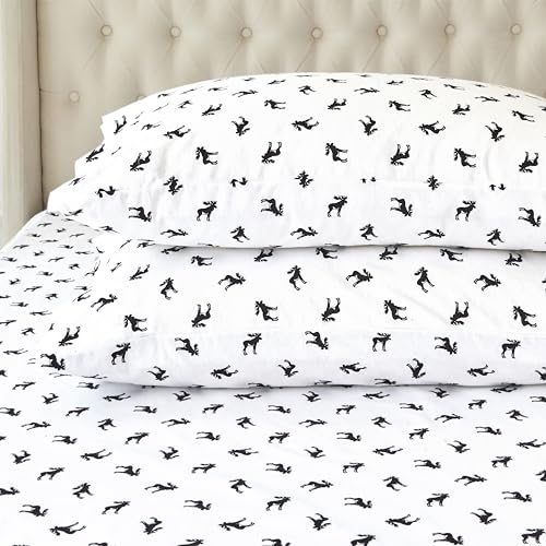 Elegant Comfort Full Black Elk Flannel Sheet Set - 100% Turkish Cotton, 14-in Deep Fitted