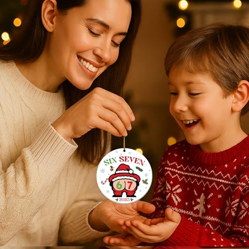 KATINAT Funny 6 7 Santa Christmas Ornament - Viral Meme Holiday Decor, Stocking Stuffer, Coworker Gift, Variation: Funny 67 Santa 2