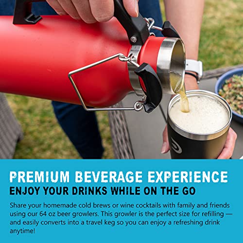 64 oz Vacuum Insulated Stainless Steel Growler - Leakproof Beer Bottle