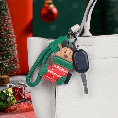 JASKFG Christmas Stocking with Reindeer Holiday Decor - Red & Green