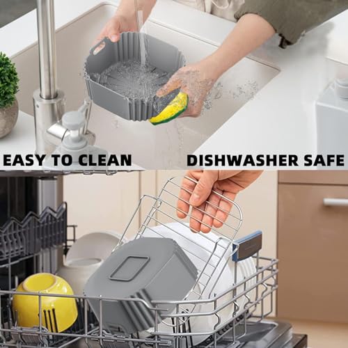 2-Pack Square Silicone Air Fryer Liners for 1-2.1QT Mini Air Fryers