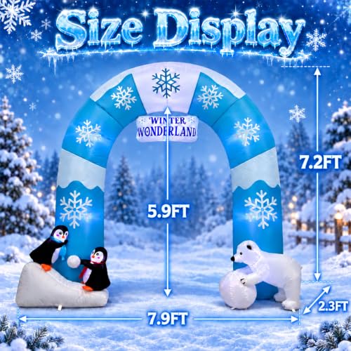 Blue 7.2FT Christmas Inflatable Archway Winter Wonderland Decor with LED Lights