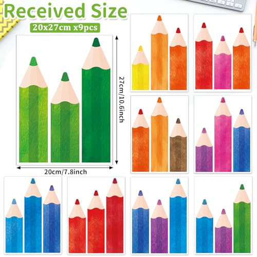 Pencil Window Clings - 9 Sheets Double-Sided Classroom Decor