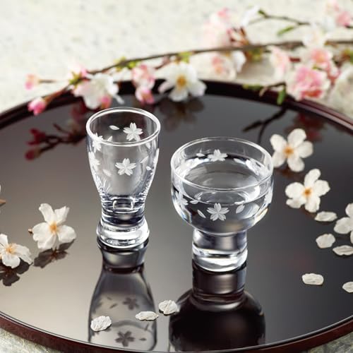 Toyo Sasaki 2.5 Fl oz Sake Glass Sakura Pattern - Cold Sake Ochoko, Dishwasher Safe