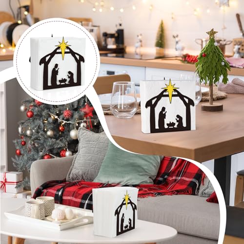OAXNTGW Christmas Nativity Napkin Holder - Black Metal Table Decor (Nativity)
