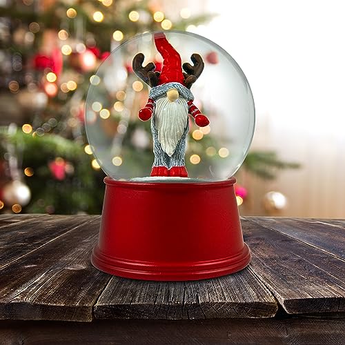San Francisco Music Box Reindeer Gnome Snow Globe – 5in Mini Water Globe