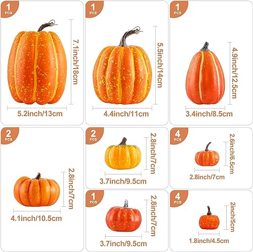 16 Pcs Artificial Foam Pumpkins for Fall Halloween Decor