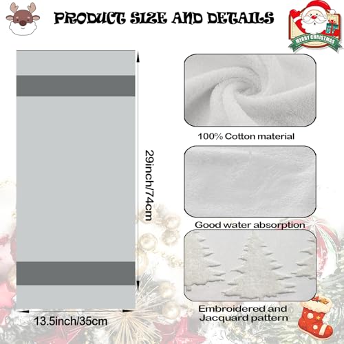 Beige Christmas Tree Hand Towels 2 Pack 100% Cotton Jacquard Holiday Kitchen & Bathroom Decor