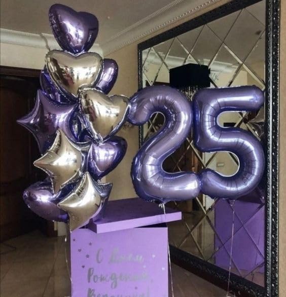 Purple Number 40 Balloon - 40 Inch Giant Foil Balloon for 40th Birthday Party Decorations
