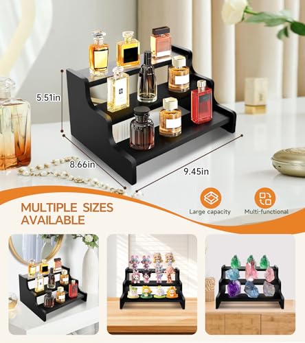 3-Tier Wooden Display Riser for Cologne, Perfume, and Collectibles