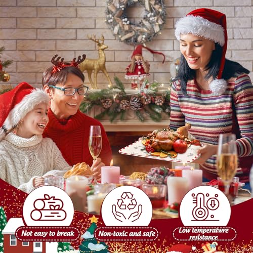 Whaline Christmas Tree Plastic Serving Trays Set of 3, 10x13 Inch Holiday Platters