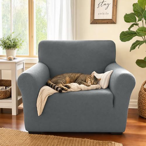 Stretch Armchair Cover - Soft Elastic Furniture Protector (31"-46", Light Gray)