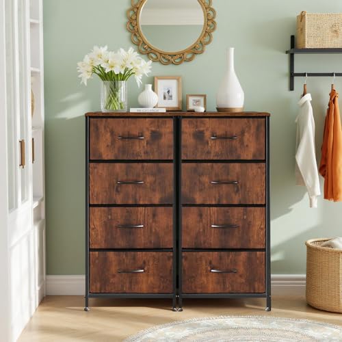 4-Drawer Fabric Dresser Storage Tower with Wooden Top for Bedroom & Closet
