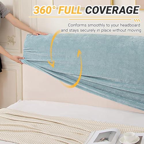 Chenille Bed Headboard Cover - Stretch Velvet Protector for King & Queen Size