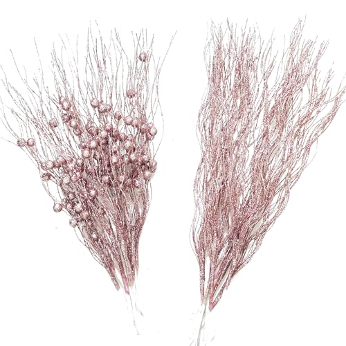 20 Pcs Christmas Tree Picks and Sprays£¬Rose Gold Christmas Picks for Tree Tree Topper Christmas Decorations Clearance Ornaments Decor Flowers Artificial Tree Filler Sticks Berry Branches Stems