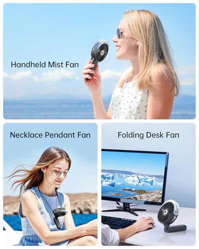 Portable Misting Fan, 180° Foldable Handheld Fan with Water Spray