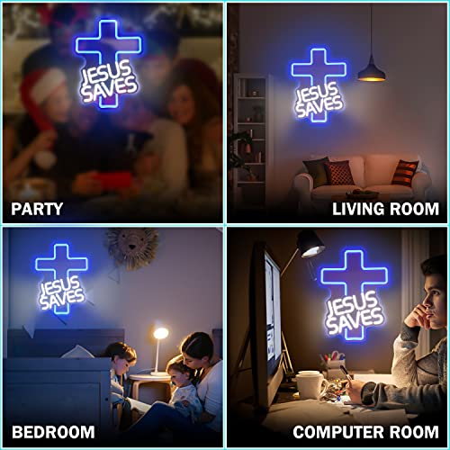 Jesus Saves Neon Sign LED Wall Decor for Church & Home, Dimmable
