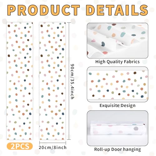 Boho Polka Dot Door Window Covers - 2 Pack Blackout Shades