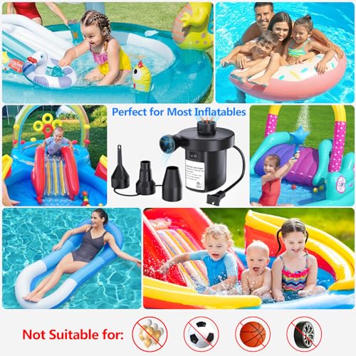 Electric Air Pump for Inflatables & Air Mattress with 3 Nozzles (110V)