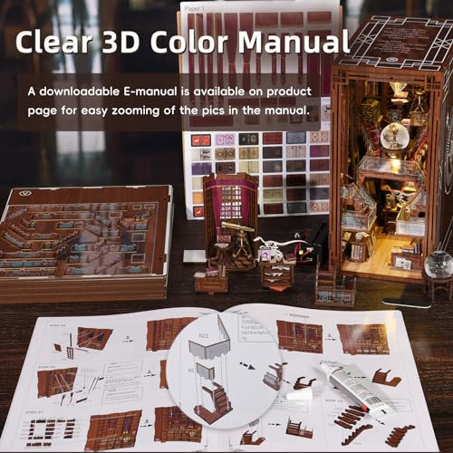 DIY Wooden Book Nook Kit - Miniature Private Library with LED & Dust Cover
