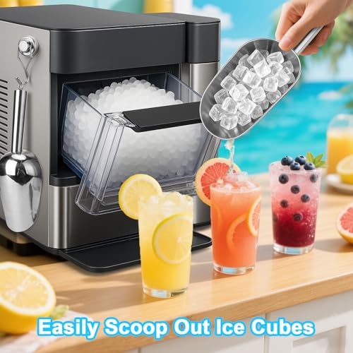 8oz Stainless Steel Ice Scoop with Magnetic Hook for Freezer and Kitchen
