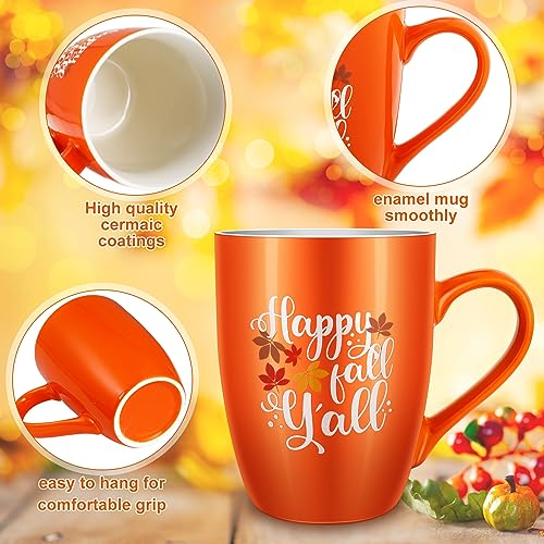 Funtery 4 Pcs Thanksgiving Coffee Mugs Fall Autumn Pumpkins Cups