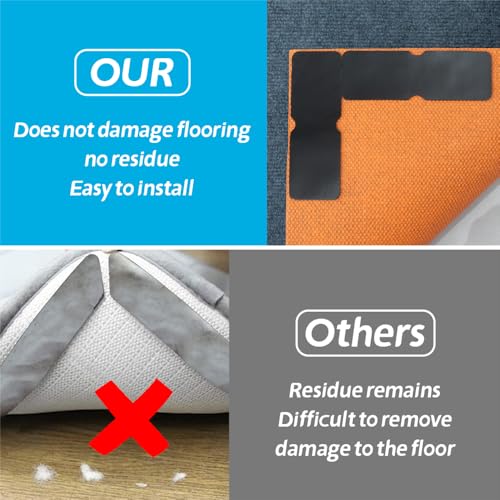 Anti-Slip Rug Grippers for Hardwood Floors - 12 Piece Non-Slip Carpet Tape