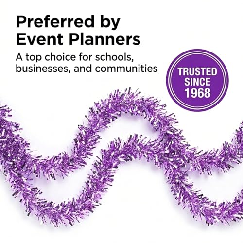 Anderson's Metallic Lavender Tinsel Twist Garland 25ft - Iridescent Party Decor