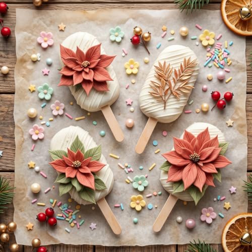 YABONAN Christmas Poinsettia Fondant Mold Style H Silicone Flower Decoration