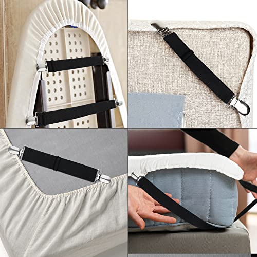 Adjustable Bed Sheet Straps Clips - Elastic Mattress Holders (8 Pack)