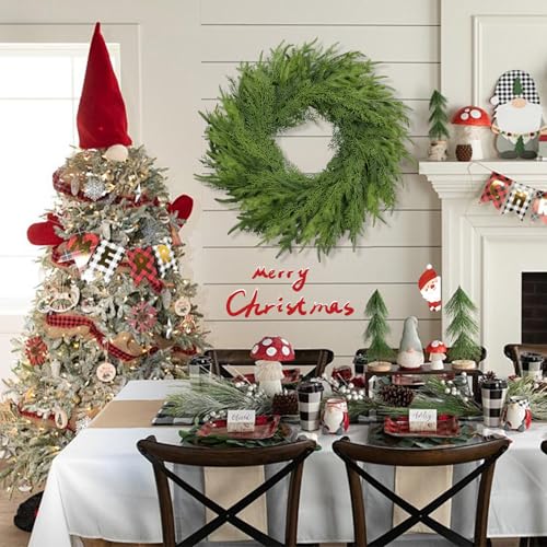 OZFHUA 26 Inch Artificial Pine Christmas Wreath for Front Door & Indoor/Outdoor Decor