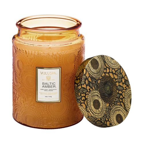 Baltic Amber Scented Candle Jar 18 oz - 100 Hour Burn Coconut Wax Blend