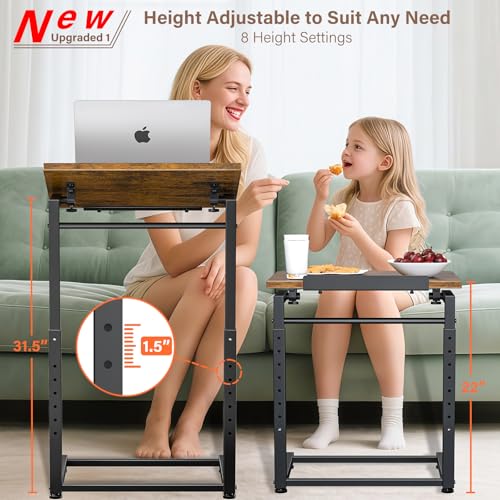 Adjustable C-Shaped TV Tray Table Set of 2 - Tilting Sofa Side Desk
