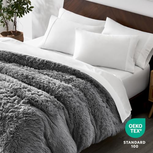 Shaggy Fleece Duvet Cover Twin/Twin XL - Super Soft Grey