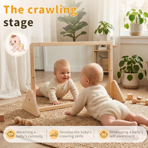 3-in-1 Montessori Mirror with Adjustable Pull-Up Bar for Toddlers