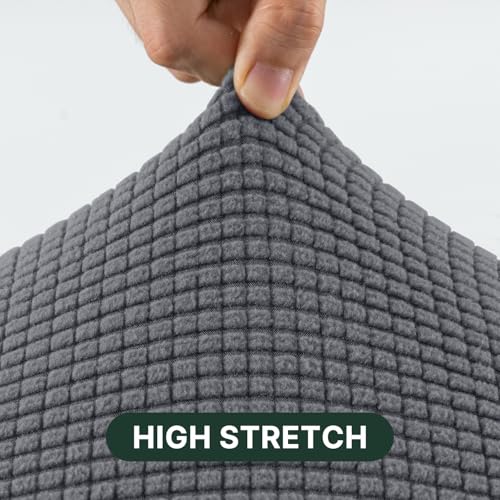 Stretch T Cushion Sofa Slipcovers - 3 Piece Set, Gray Jacquard