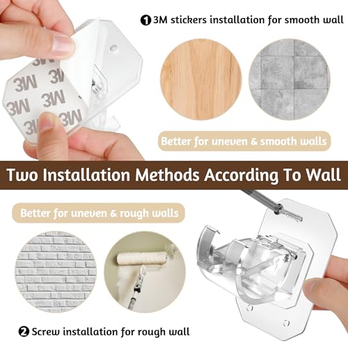2PCS No Drill Adjustable Curtain Rod Brackets, Adhesive Drape Pole Holders