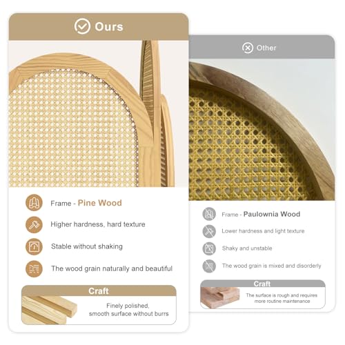 3-Panel Hand-Woven Rattan Room Divider, Tall Foldable Privacy Screen