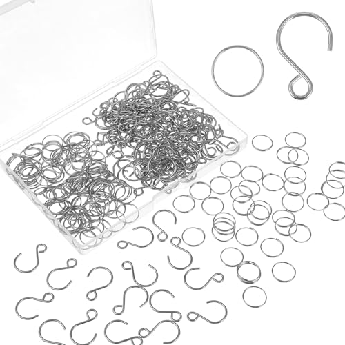 200Pcs Stainless Steel Mini S-Hooks & Split Rings for Crafts & Decor