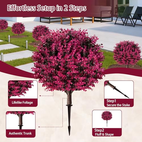 Set of 2 Artificial Eucalyptus Topiary Ball Trees, 18-inch UV Resistant