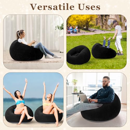 2-Pack Inflatable Bean Bag Chairs, Portable Blow Up Lounge Sofa for Outdoors