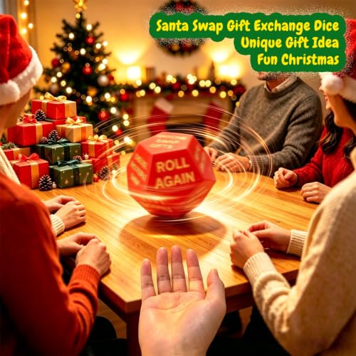Santa Swap Gift Exchange Dice — 12-Sided White Elephant Party Game