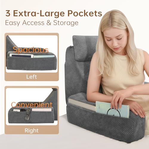 19'' Reading Pillow with Adjustable Arms & XL Side Pockets